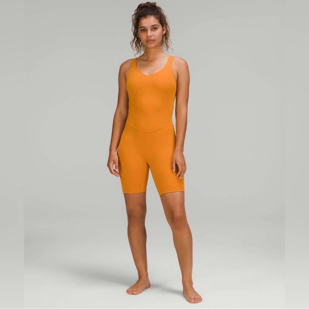 ✨Lululemon Align Bodysuit‎ 8” Autumn Orange Romper Sz 8✨